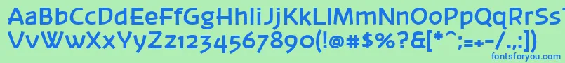 Banksb20-Schriftart – Blaue Schriften auf grünem Hintergrund
