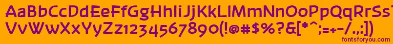 Banksb20-Schriftart – Violette Schriften auf orangefarbenem Hintergrund