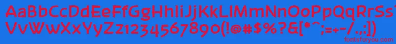 Banksb20-Schriftart – Rote Schriften auf blauem Hintergrund