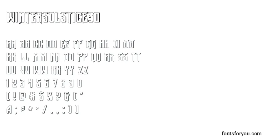 A fonte Wintersolstice3D – alfabeto, números, caracteres especiais