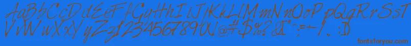 Harabarahand Font – Brown Fonts on Blue Background