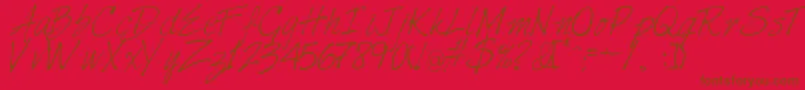 Harabarahand-Schriftart – Braune Schriften auf rotem Hintergrund