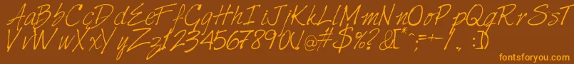 Harabarahand-Schriftart – Orangefarbene Schriften auf braunem Hintergrund