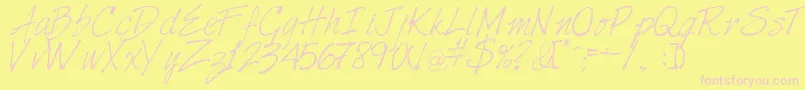 Harabarahand Font – Pink Fonts on Yellow Background