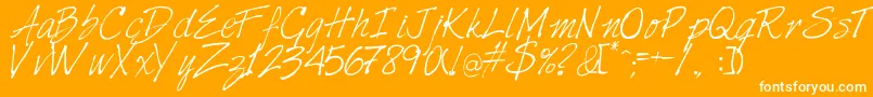 Harabarahand-Schriftart – Weiße Schriften auf orangefarbenem Hintergrund