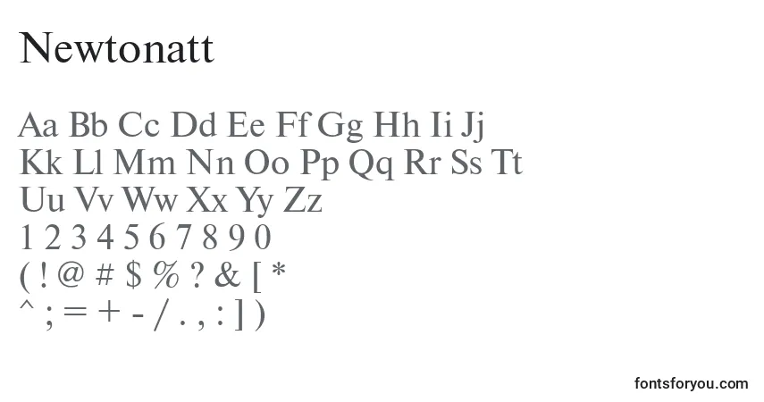 Schriftart Newtonatt – Alphabet, Zahlen, spezielle Symbole