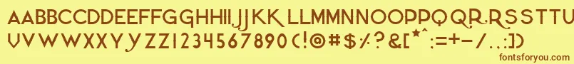 フォントQuietthiefthin – 茶色の文字が黄色の背景にあります。