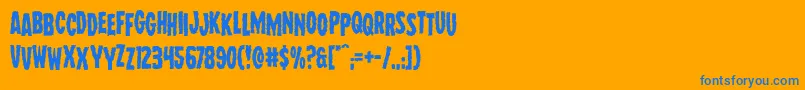 Wolfbrothersstag-Schriftart – Blaue Schriften auf orangefarbenem Hintergrund