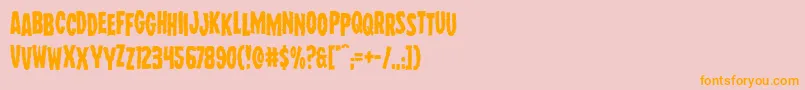 フォントWolfbrothersstag – オレンジの文字がピンクの背景にあります。