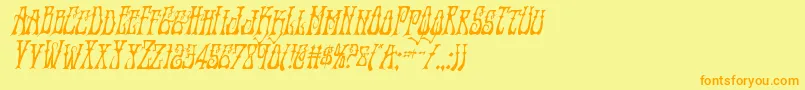 Instantzencondital-Schriftart – Orangefarbene Schriften auf gelbem Hintergrund