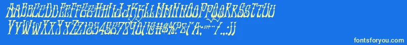 Instantzencondital Font – Yellow Fonts on Blue Background