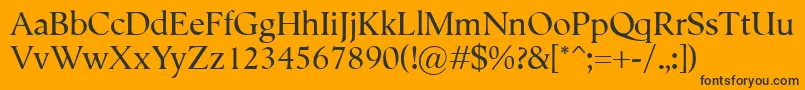 Semper-Schriftart – Schwarze Schriften auf orangefarbenem Hintergrund