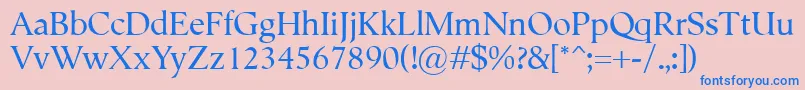 Semper-Schriftart – Blaue Schriften auf rosa Hintergrund