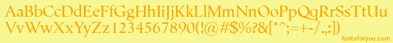 Semper-Schriftart – Orangefarbene Schriften auf gelbem Hintergrund
