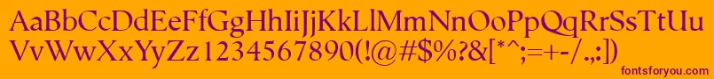 Semper-fontti – violetit fontit oranssilla taustalla