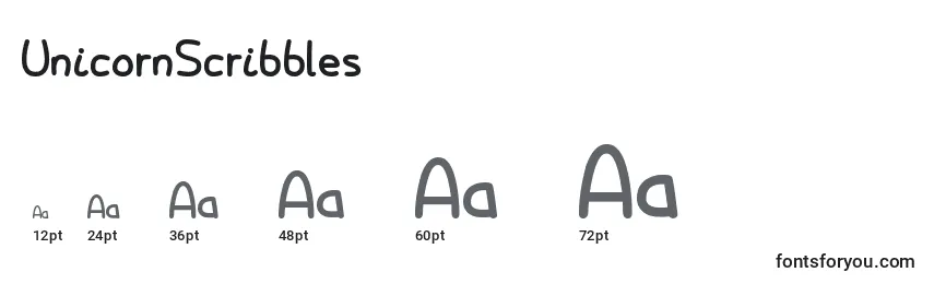 Размеры шрифта UnicornScribbles