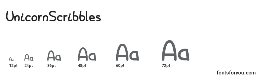 Tamaños de fuente UnicornScribbles