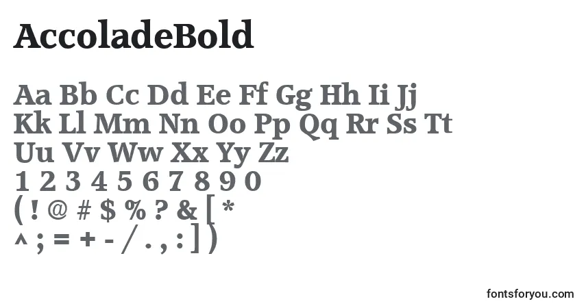 Шрифт AccoladeBold – алфавит, цифры, специальные символы