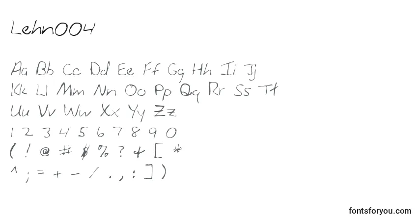 Czcionka Lehn004 – alfabet, cyfry, specjalne znaki