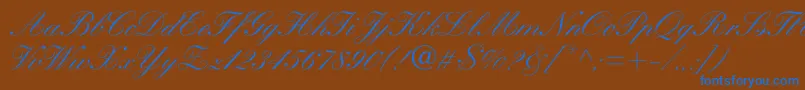 Heatherscriptc Font – Blue Fonts on Brown Background