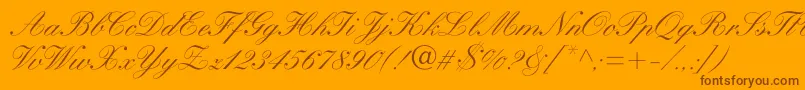 Weitere Informationen zur Heatherscriptc-Schriftart Heatherscriptc-Schriftart – Braune Schriften auf orangefarbenem Hintergrund