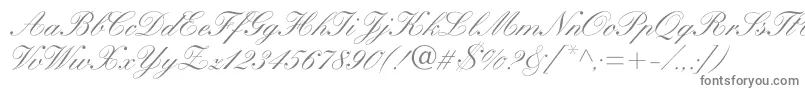 Heatherscriptc-fontti – harmaat kirjasimet valkoisella taustalla
