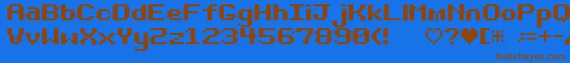 フォントBit Darling10 Srb – 茶色の文字が青い背景にあります。