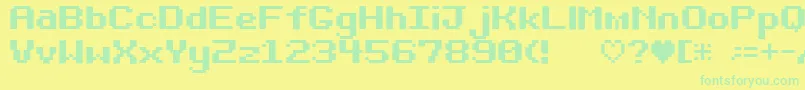 Bit Darling10 Srb Font – Green Fonts on Yellow Background