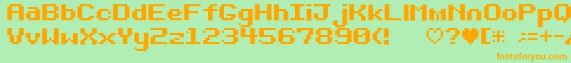 フォントBit Darling10 Srb – オレンジの文字が緑の背景にあります。