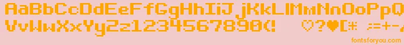 フォントBit Darling10 Srb – オレンジの文字がピンクの背景にあります。