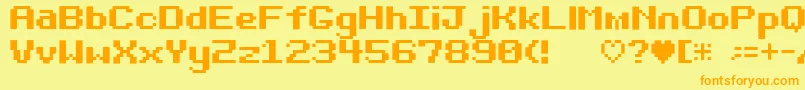 フォントBit Darling10 Srb – オレンジの文字が黄色の背景にあります。