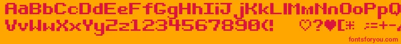 フォントBit Darling10 Srb – オレンジの背景に赤い文字