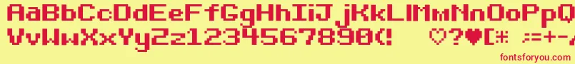 フォントBit Darling10 Srb – 赤い文字の黄色い背景
