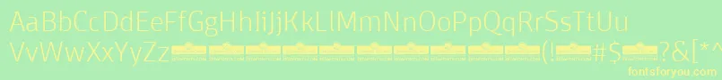 DomotikaExtralightTrial-Schriftart – Gelbe Schriften auf grünem Hintergrund