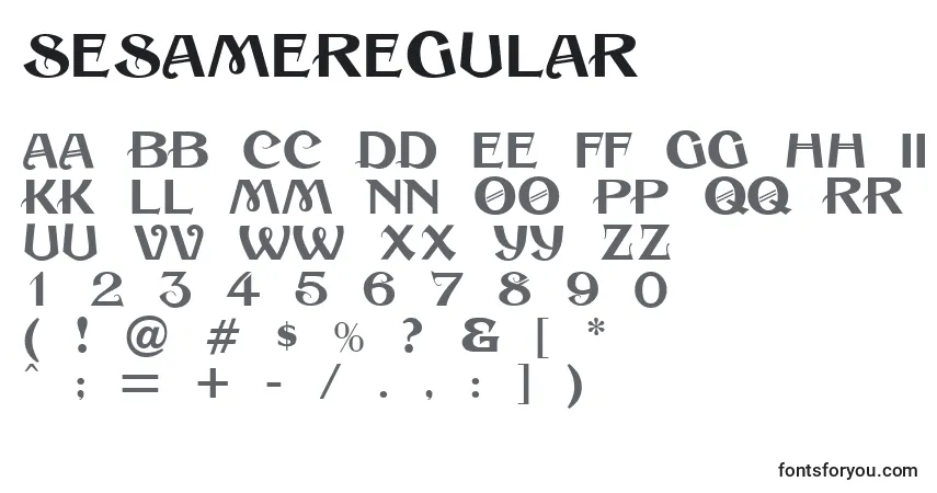 Schriftart SesameRegular – Alphabet, Zahlen, spezielle Symbole