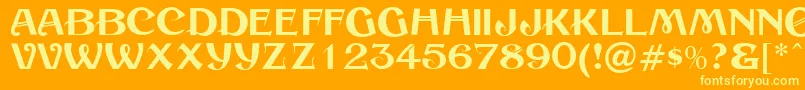 SesameRegular-Schriftart – Gelbe Schriften auf orangefarbenem Hintergrund