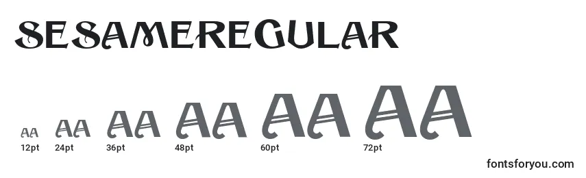 Размеры шрифта SesameRegular