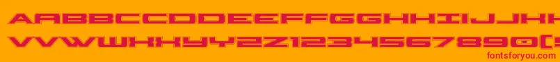 Classiccobraacad-Schriftart – Rote Schriften auf orangefarbenem Hintergrund
