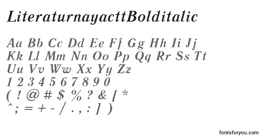 Fuente LiteraturnayacttBolditalic - alfabeto, números, caracteres especiales