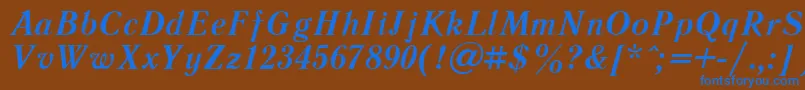 LiteraturnayacttBolditalic-Schriftart – Blaue Schriften auf braunem Hintergrund