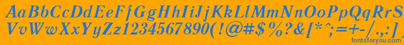 LiteraturnayacttBolditalic-Schriftart – Blaue Schriften auf orangefarbenem Hintergrund