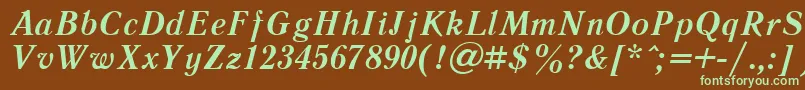 フォントLiteraturnayacttBolditalic – 緑色の文字が茶色の背景にあります。