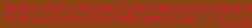 フォントLiteraturnayacttBolditalic – 赤い文字が茶色の背景にあります。