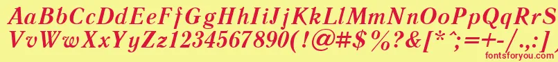 Czcionka LiteraturnayacttBolditalic – czerwone czcionki na żółtym tle