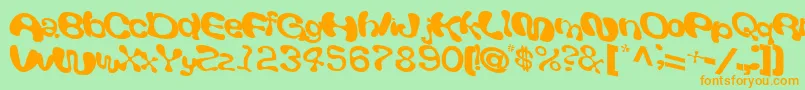 フォントGiveRegularTtnorm – オレンジの文字が緑の背景にあります。