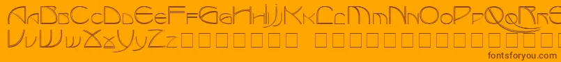 Fonte BenjaminCapitals – fontes marrons em um fundo laranja