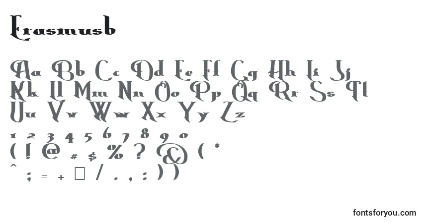 A fonte Erasmusb – alfabeto, números, caracteres especiais