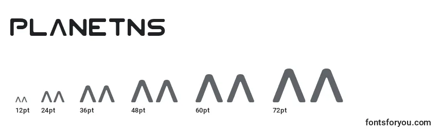 PlanetNs Font Sizes