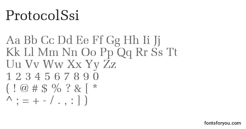 Fuente ProtocolSsi - alfabeto, números, caracteres especiales