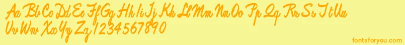 Reproxscript-Schriftart – Orangefarbene Schriften auf gelbem Hintergrund